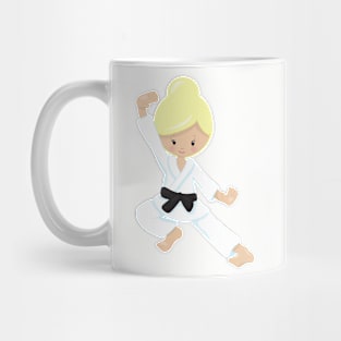 Karate Girl, Cute Girl, Black Belt, Blonde Hair Mug